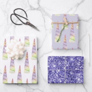Lavendel Goud Roze Paarse Limoen Eenhoorn Verjaard Inpakpapier Vel