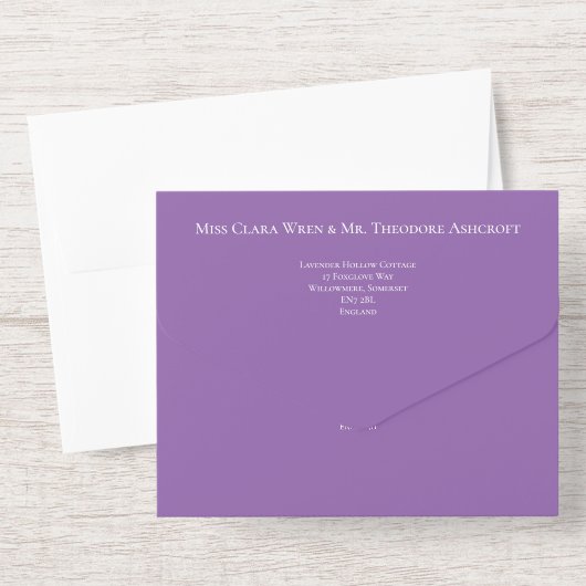 lavendel - gouden folie all in one uitnodiging (Envelop)