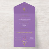 lavendel - gouden folie all in one uitnodiging (Binnenkant)