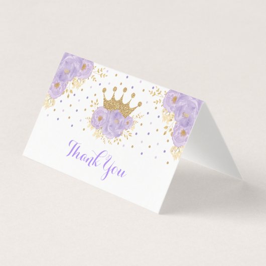Lavendel Gouden Kroonprinses Bedankt Kaart (Voorkant)
