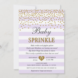 Lavendel Gouden Streep Confetti Baby Meisje Sprink Kaart
