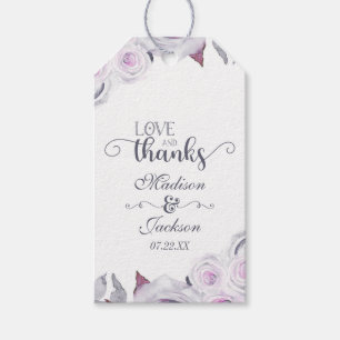 Lavendel & Grijs Bloemen Bruiloft Liefde & Bedankt Cadeaulabel