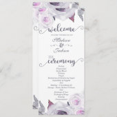 Lavendel & Grijs Bloemen Krans Trouwprogramma Programma (Voorkant / Achterkant)