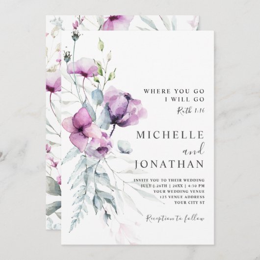 Lavendel grijs bloemenbijbel vers Christelijk brui Kaart (Voorkant / Achterkant)