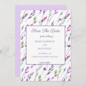 Lavendel & Groen Aquarel Save-the-Date Bruiloft Kaart (Voorkant / Achterkant)
