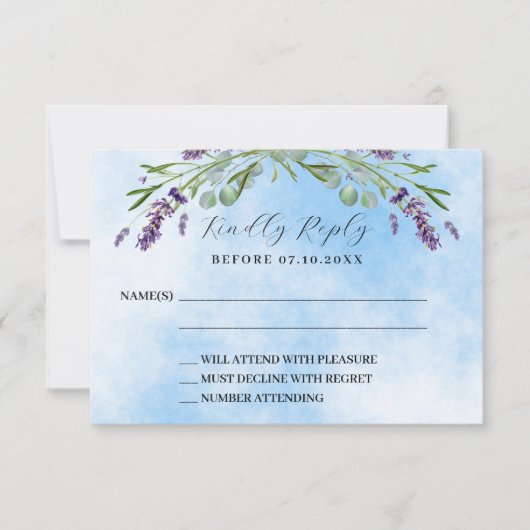 Lavendel groen blauw QR bruiloft RSVP reactie (Voorkant)