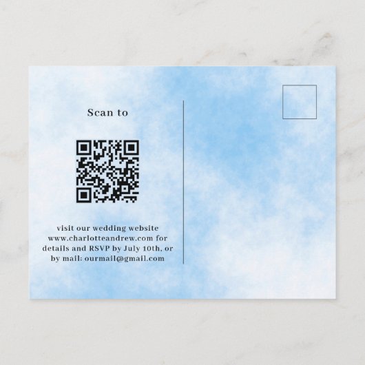 Lavendel groen blauw QR code bruiloft Uitnodiging Briefkaart (Achterkant)