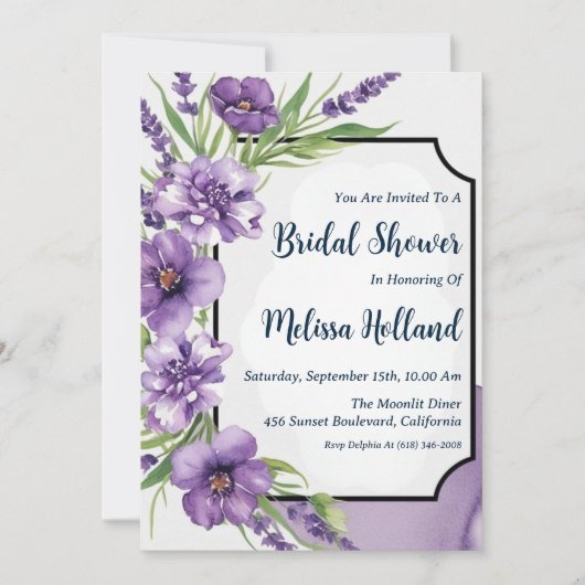 Lavendel groen paarse bloemen vrijgezellenfeest kaart (Voorkant)