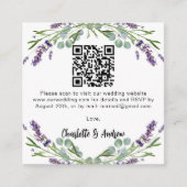 Lavendel groen QR code bruiloft RSVP Informatiekaartje (Voorkant)
