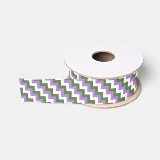 Lavendel, groene en witte Chevron Zigzag Grosgrain Lint