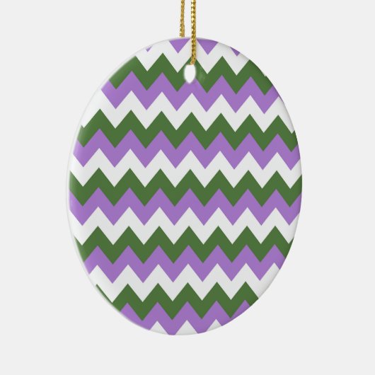 Lavendel, groene en witte Chevron Zigzag Keramisch Ornament (Rechts)