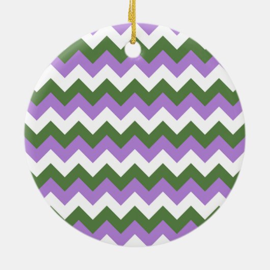 Lavendel, groene en witte Chevron Zigzag Keramisch Ornament (Achterkant)