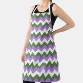 Lavendel, groene en witte Chevron Zigzag Schort (Insitu)