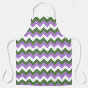 Lavendel, groene en witte Chevron Zigzag Schort