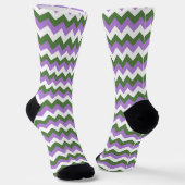 Lavendel, groene en witte Chevron Zigzag Sokken (Gebogen)