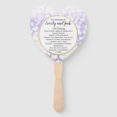 Lavendel hart blad boom bruiloft programma handwaaier (Voorkant)