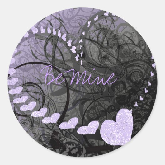 Lavendel Hart Swirls - - Ronde Sticker (Voorkant)