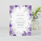 Lavendel Hemelse Lente Bruiloft Kaart (Staand voorkant)