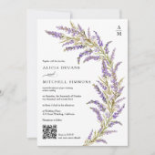 Lavendel Herfst herfst bloemenbruiloft QR waterver Kaart (Voorkant)