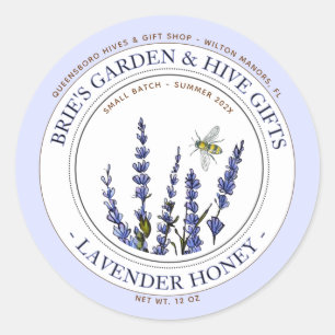 Lavendel Honing Jaar Label met Honingbijen