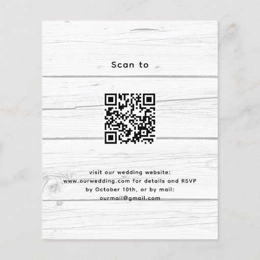 Lavendel hout QR code budget bruiloft uitnodiging Flyer (Achterkant)