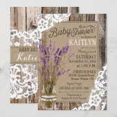 Lavendel Houten Kant Rustiek Baby shower Kaart (Voorkant / Achterkant)