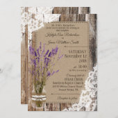 Lavendel Houten Kant Rustieke Bruiloft Kaart (Voorkant / Achterkant)