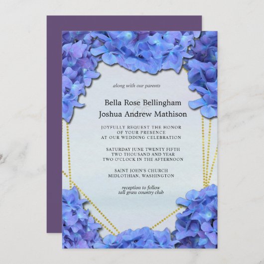 Lavendel Hydrangea Bloemige Trouwdag Kaart (Voorkant / Achterkant)