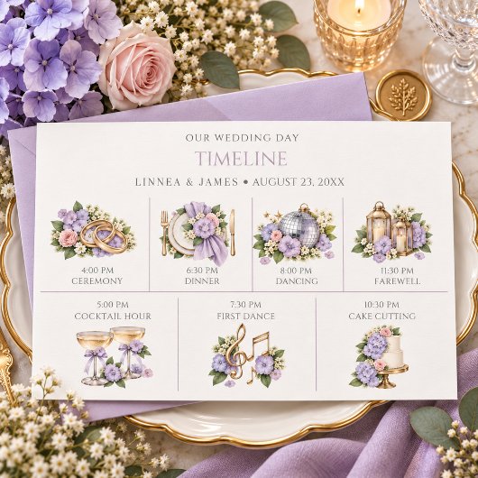 Lavendel Hydrangea Bruiloft Dag Tijdschema