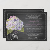 Lavendel Hydrangea Krijtbord Rustiek Huwelijk Kaart (Voorkant / Achterkant)