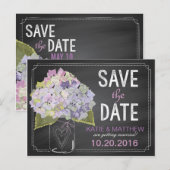 Lavendel Hydrangea schoolbord Bewaar de datum Aankondigingskaart (Voorkant / Achterkant)