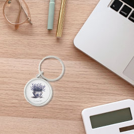 Lavendel in Delfts Blauw, aanpasbaar Sleutelhanger