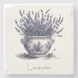 Lavendel in Delfts Blauw aanpasbaar Stenen Onderzetter