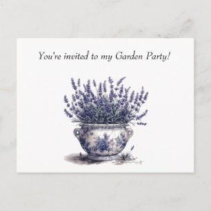 Lavendel in Delfts Blauw Uitnodiging Briefkaart