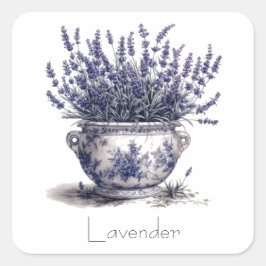 Lavendel in Delfts Blauw Vierkante Sticker