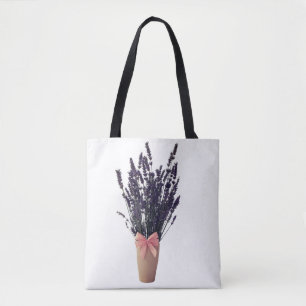 Lavendel in een vaas met boog – Botanische Canvas Draagtas