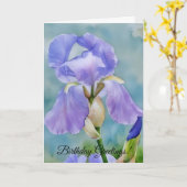 Lavendel Iris Bloem Art Verjaardag Kaart (Gele Bloem)