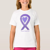 Lavendel Kanker Awareness Lint Hart Art Shirten T-shirt (Voorkant)