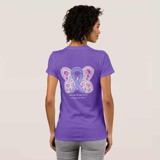 Lavendel Kanker Awareness Lint Vlinder T-shirt (Achterkant volledig)