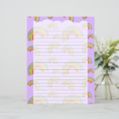 Lavendel Kawaii Regenboog Briefpapier (Staand voorkant)