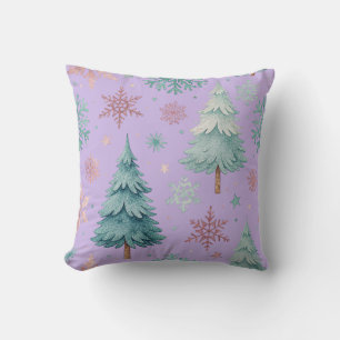 Lavendel Kerstboom en Sneeuwvlok Kussen