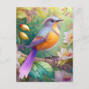 Lavendel Kop Oranje Borst Fantasie Vogel Briefkaart