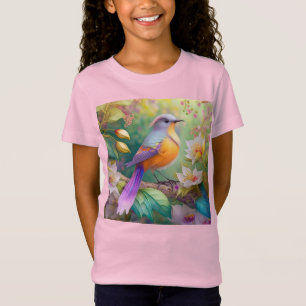Lavendel Kop Oranje Borst Fantasie Vogel T-shirt