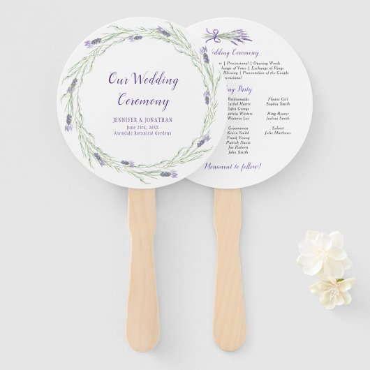 Lavendel Kruiden en Groen Krans Programma Fans Handwaaier (Voorkant en achterkant)