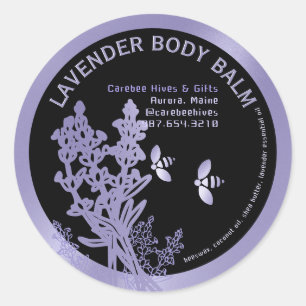 Lavendel Label voor Body Balm bloemen en bijen