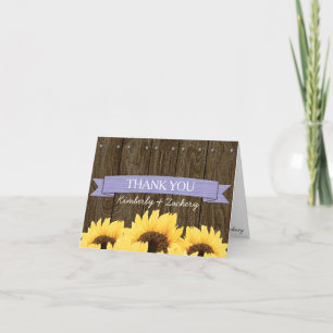 LAVENDEL LANDELIJKE ZONNEBLOEM TROUWKAART BEDANKJE BEDANKKAART