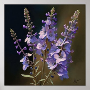 Lavendel Larkspur Flower Art Print Poster