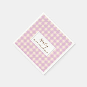 Lavendel lichte paarse gingham plaid Papier Servet