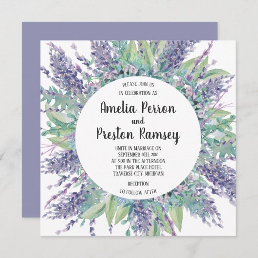 Lavendel Liefde Bloemen Eucalyptus Paarse bruiloft Kaart (Voorkant / Achterkant)