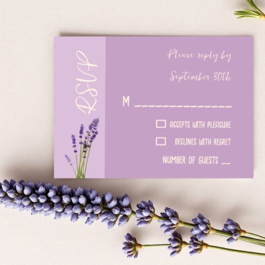 Lavendel Liefde Bruiloft RSVP Kaartje